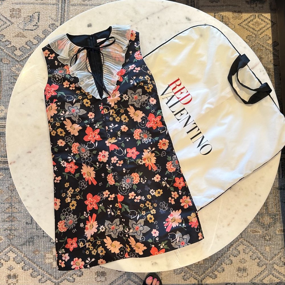 RED VALENTINO - Black Floral Mini Dress - EUC